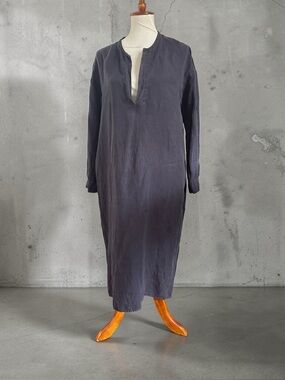 JAMES PERSE Relaxed Long Sleeve kaftan Dress in navy